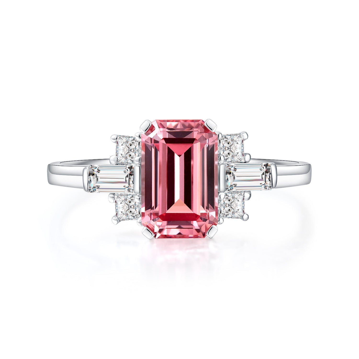 2.3ct Lab Grown Pink Sapphire and Lab Diamond Dress Solid Gold Ring