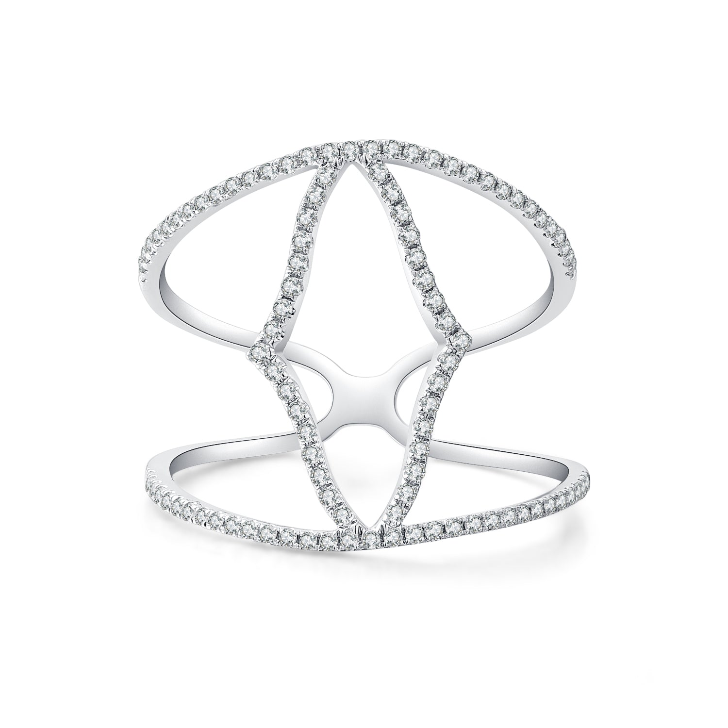 9K White Gold Cross Over 0.324ct Lab Grown Diamond Wedding Ring