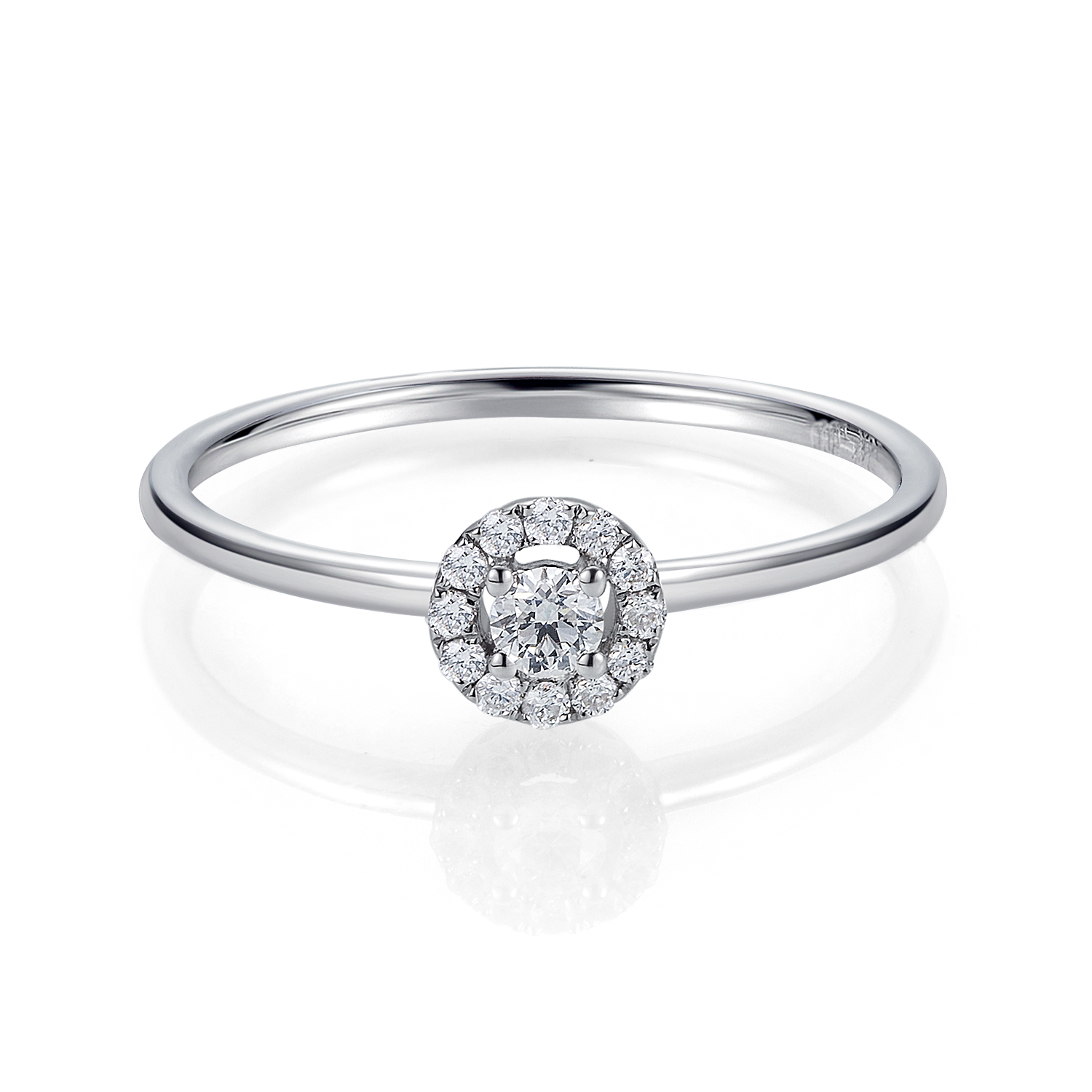 White Gold Round Brilliant Cut Lab Diamond Halo Engagement Ring