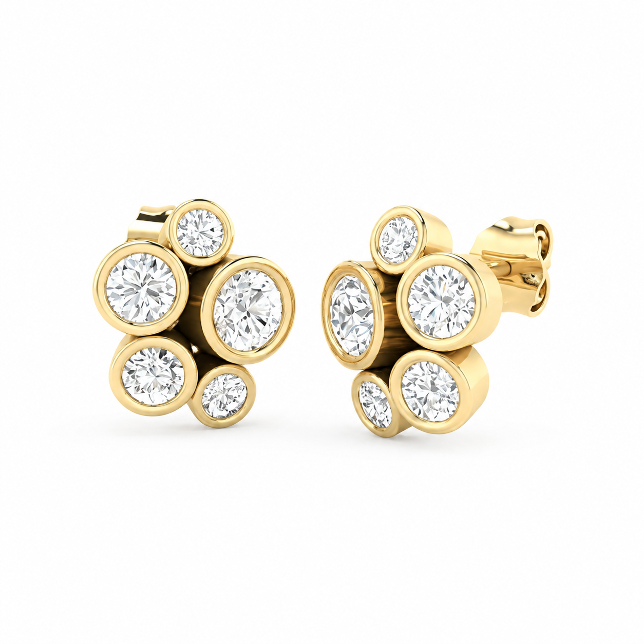 Bloom Diamond Stud Earrings | 9K Gold Floral Diamond Earrings