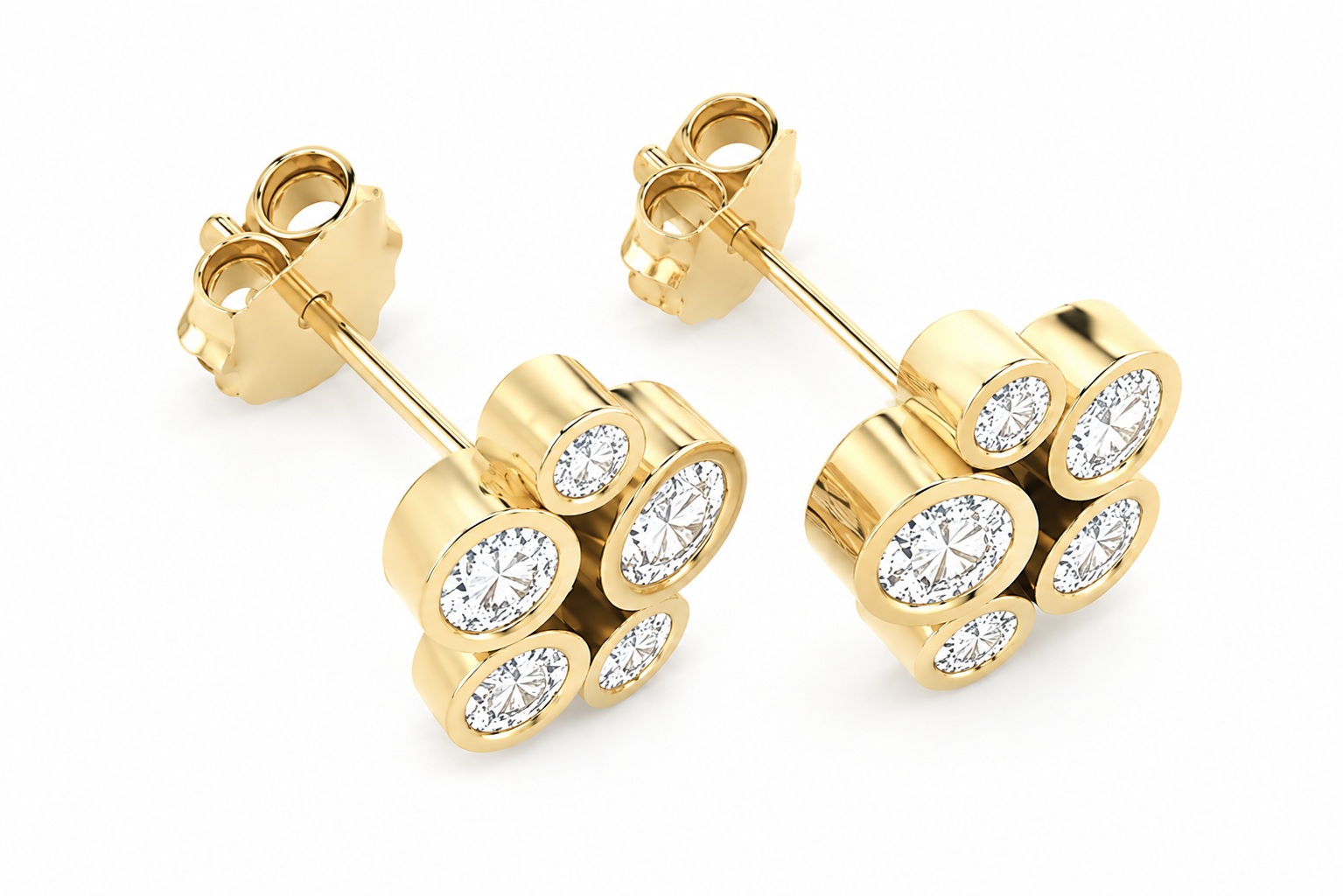 Bloom Diamond Stud Earrings | 9K Gold Floral Diamond Earrings