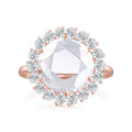 3.02ct Rose Cut Lab Diamond 18K Rose Gold Halo Engagement Ring Product Description
