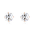 18k Rose Gold Stud Earrings With Old Miner Cushion Shape Lab Grown Diamond