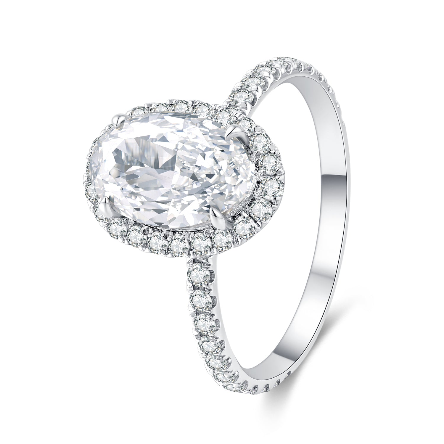0K White Gold Oval Halo Engagement Ring - 2.83ct Lab Grown Diamond