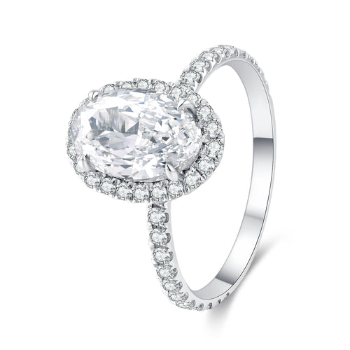 0K White Gold Oval Halo Engagement Ring - 2.83ct Lab Grown Diamond
