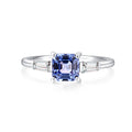1.5ct Lab Grown Light Blue Asscher Sapphire Lab Grown Diamond Widding Ring