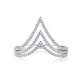Jewelry Lab Grown Diamond Traple Chevron Ring 0.35ct Round 9K White Gold