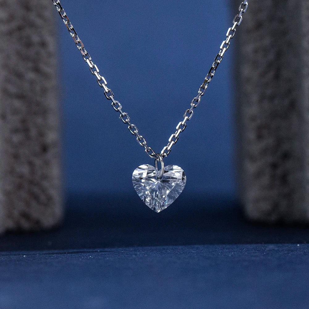 1.00 Carat Heart Cut Lab Grown Diamond Pendant - Eco-Chic Style