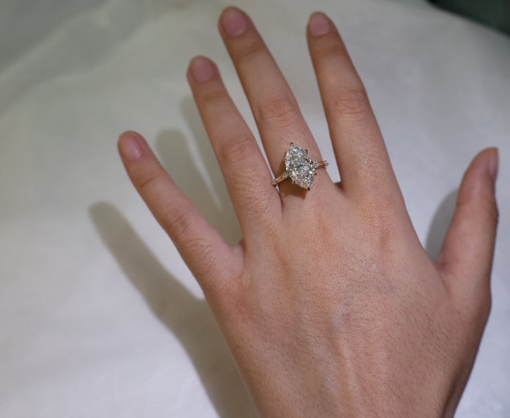18k Yellow Gold with 5.07ct Marquise Lab Diamond