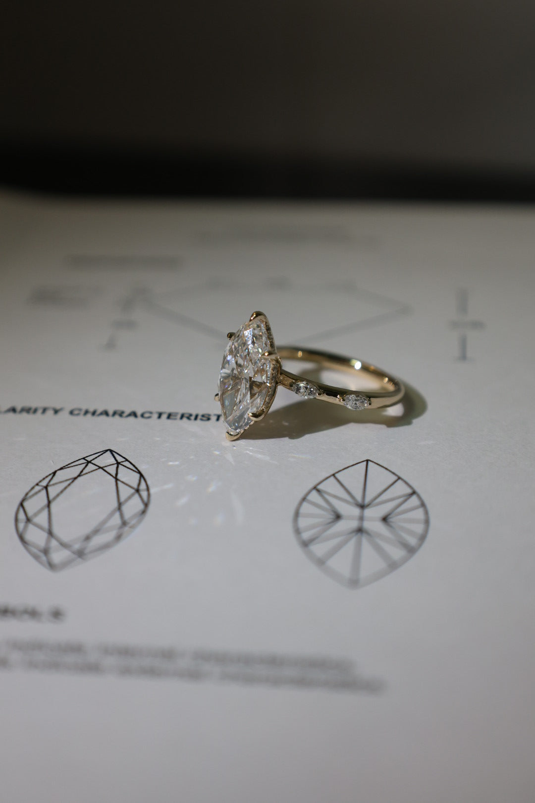 18k Yellow Gold with 5.07ct Marquise Lab Diamond