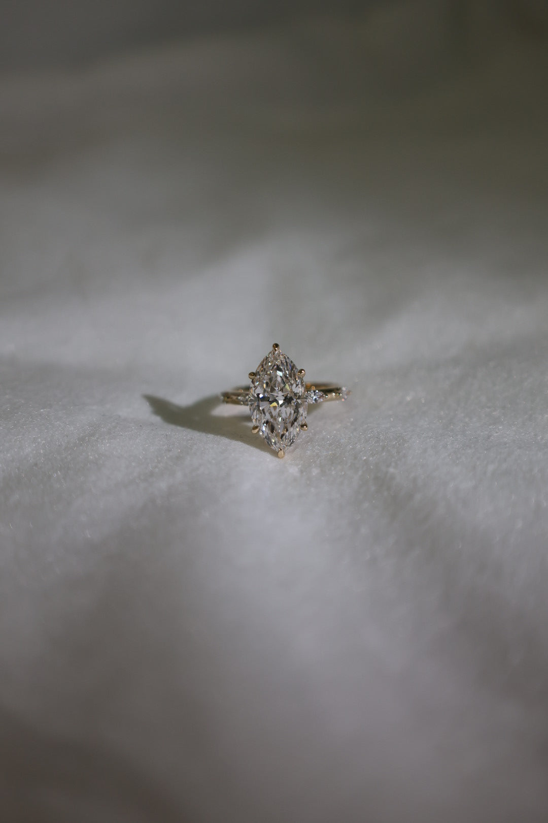 18k Yellow Gold with 5.07ct Marquise Lab Diamond