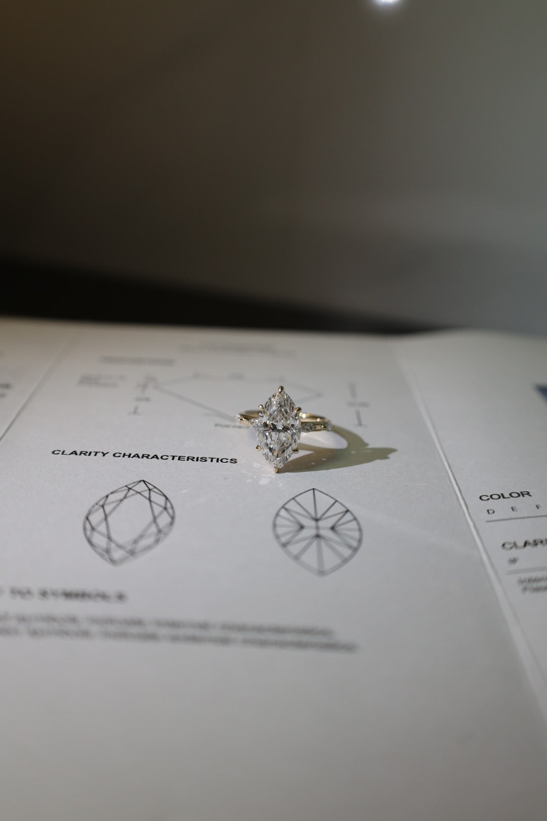 18k Yellow Gold with 5.07ct Marquise Lab Diamond