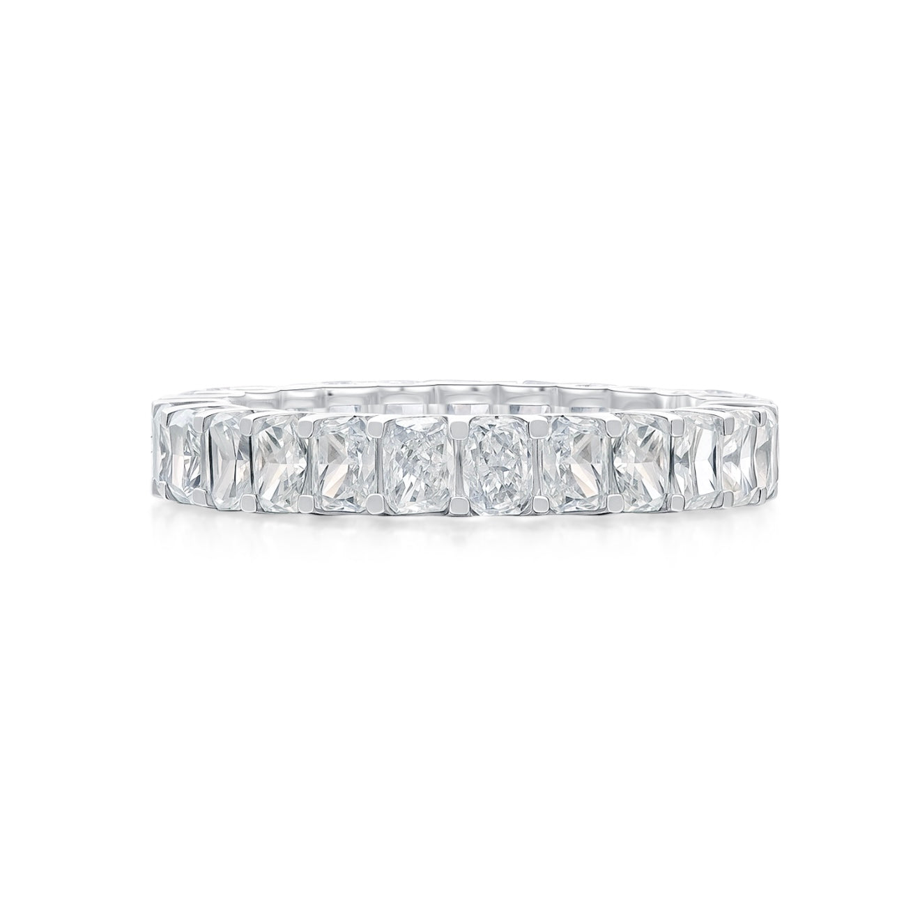 3.0ct Total Cushion-Cut Lab Diamond Full Eternity Band in 18K White Gold