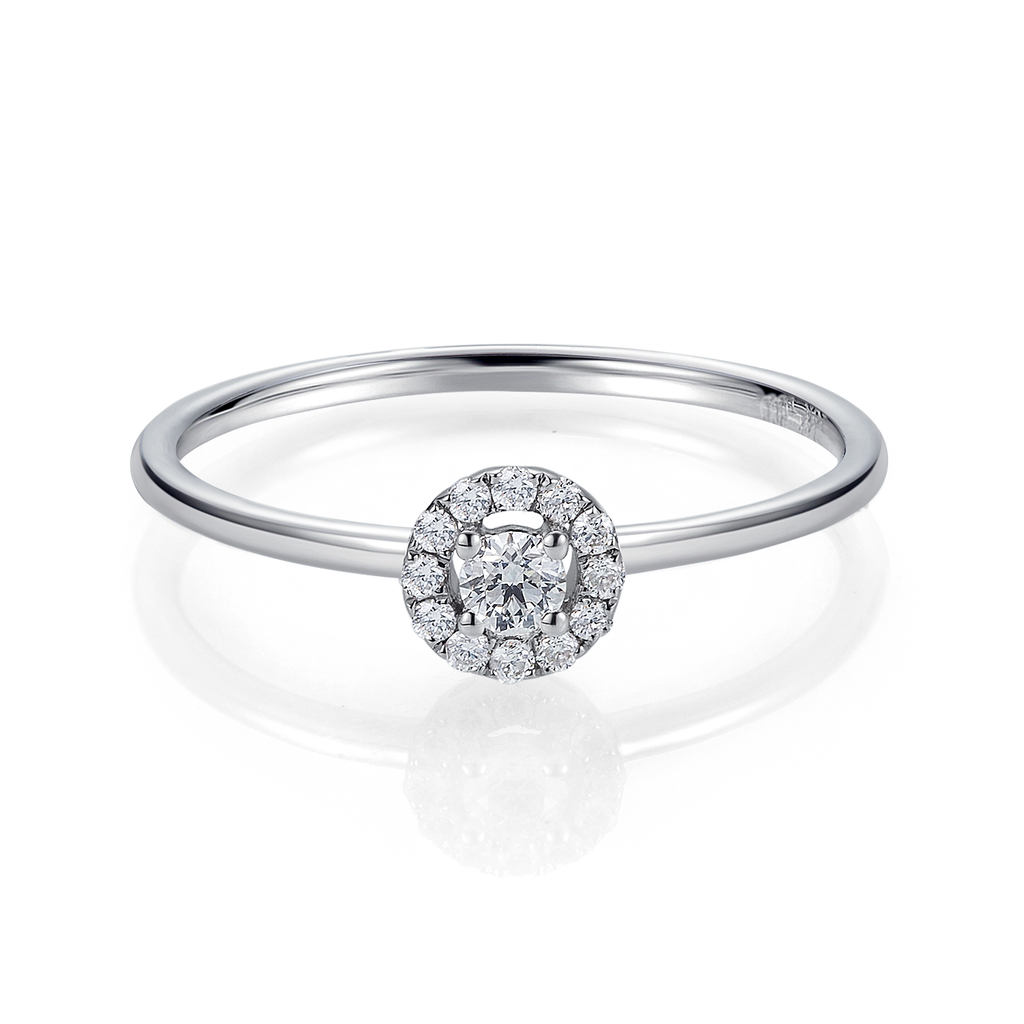 White Gold Round Brilliant Cut Lab Diamond Halo Engagement Ring