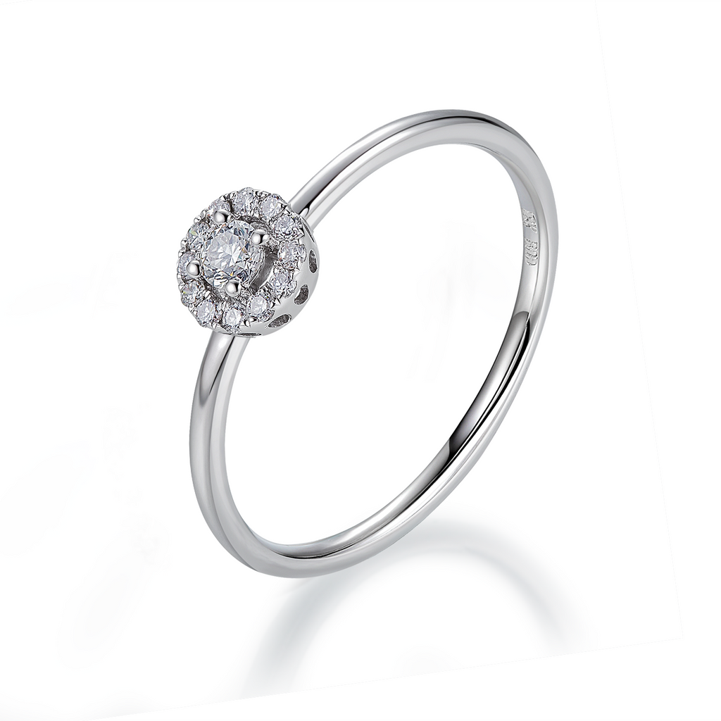 White Gold Round Brilliant Cut Lab Diamond Halo Engagement Ring